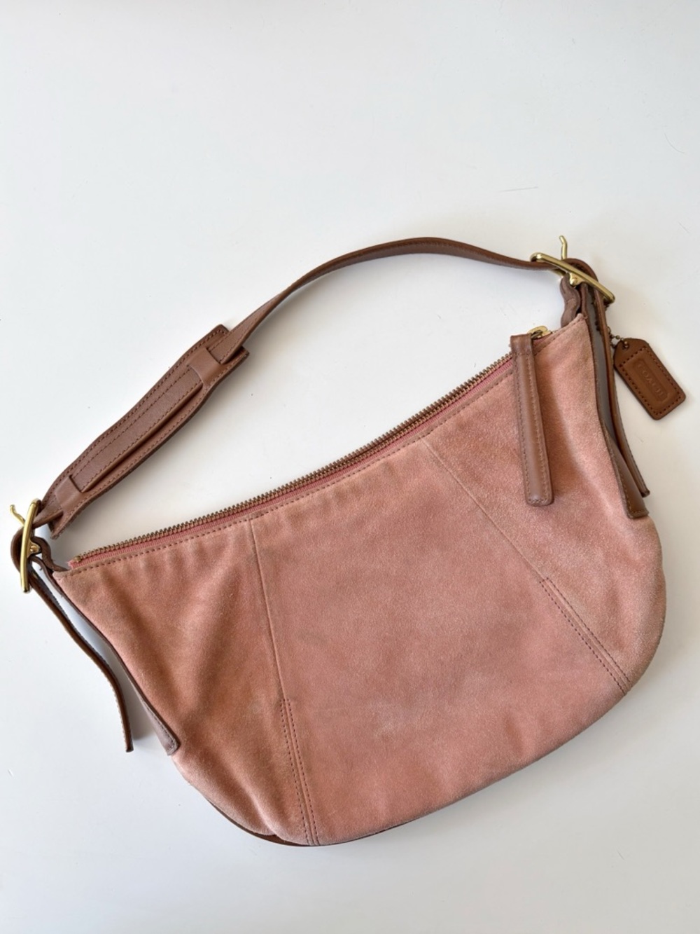 Coach || Vintage 90s Y2K Pink Suede Shoulder Bag Project Flawed